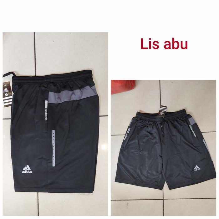 Gambar celana pendek olahraga running gym fitness futsal tenis bulutangkis - hitam lis abu, M dari Daffa Sport_NEW undefined Tokopedia