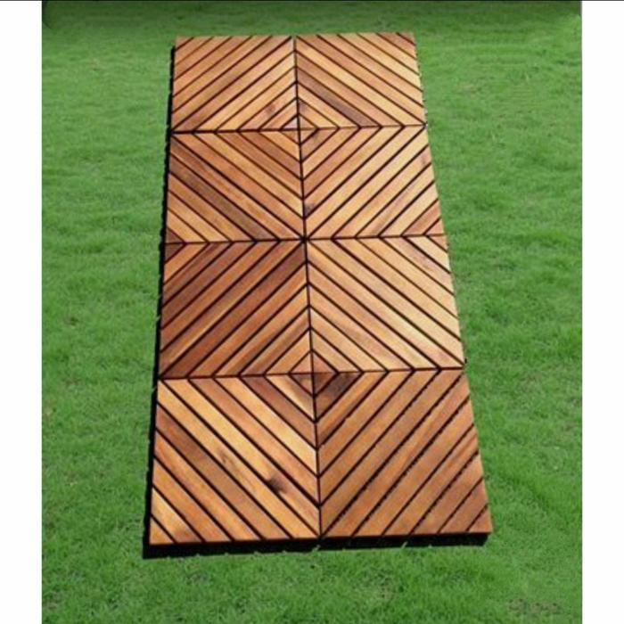 Gambar Decking tile lantai kayu jati bongkar pasang 30x30 cm Kayu - Miring Finishng dari PintuLangit Landscape undefined Tokopedia