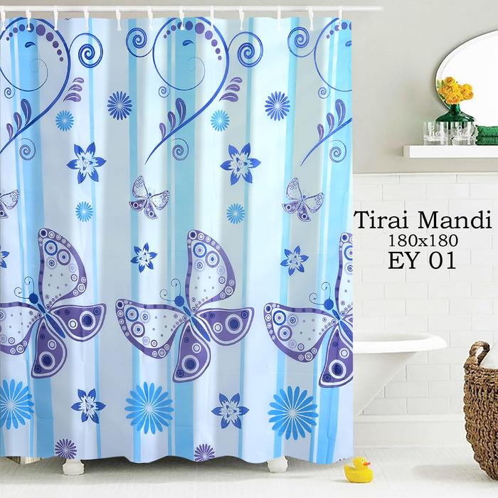 Gambar Shower Curtain Tirai Kamar Mandi EY-01 Size 180x180 cm - Kupu Kupu dari PEDE MALL undefined Tokopedia