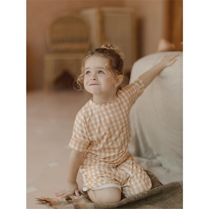 Gambar HAMAKO - Short Set - Setelan Pendek Anak Tencel - Honey Gingham, 130 (7-8yo) dari Hamako undefined Tokopedia