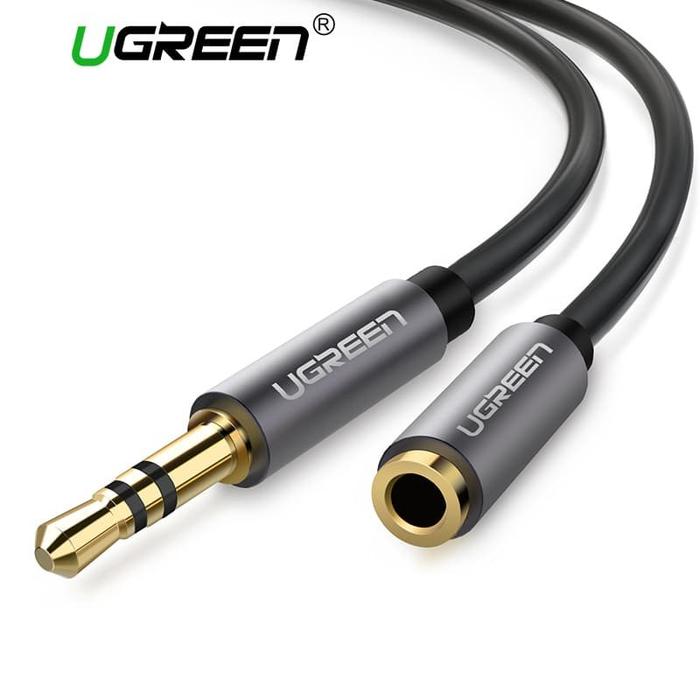 Gambar UGREEN AV118 Stereo 3.5mm TRS M to F Audio Extension Cable BK ALUMINUM - 1 meter dari Pro-X Technology undefined Tokopedia