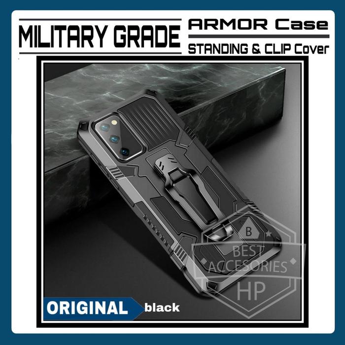 Gambar SAMSUNG GALAXY S20 FE MILITARY GRADE ARMOR HARD CASE STANDING COVER PC - SAMSUNG S20 FE, Hitam dari Best Accesories Hp undefined Tokopedia