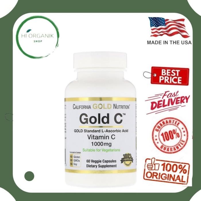 Gambar California Gold Nutrition CGN Gold C Vitamin C 1000 mg 240 ; 60 Vcaps - 60 vcaps dari Hi Organik Shop_NEW undefined Tokopedia