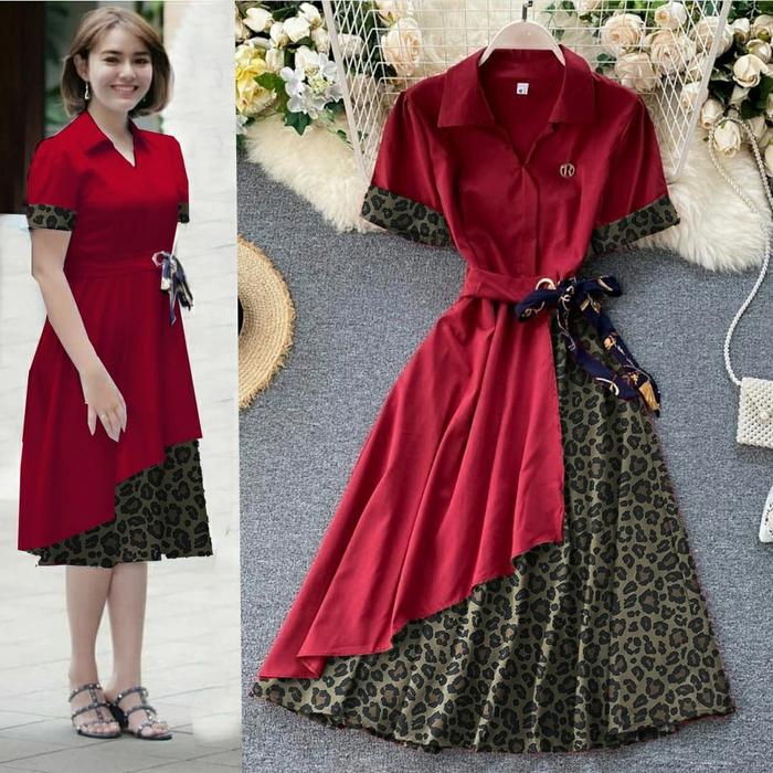 Gambar Baju terusan wanita cantik model gaun modis kualitas import | F247 - Mustard dari endykoko undefined Tokopedia