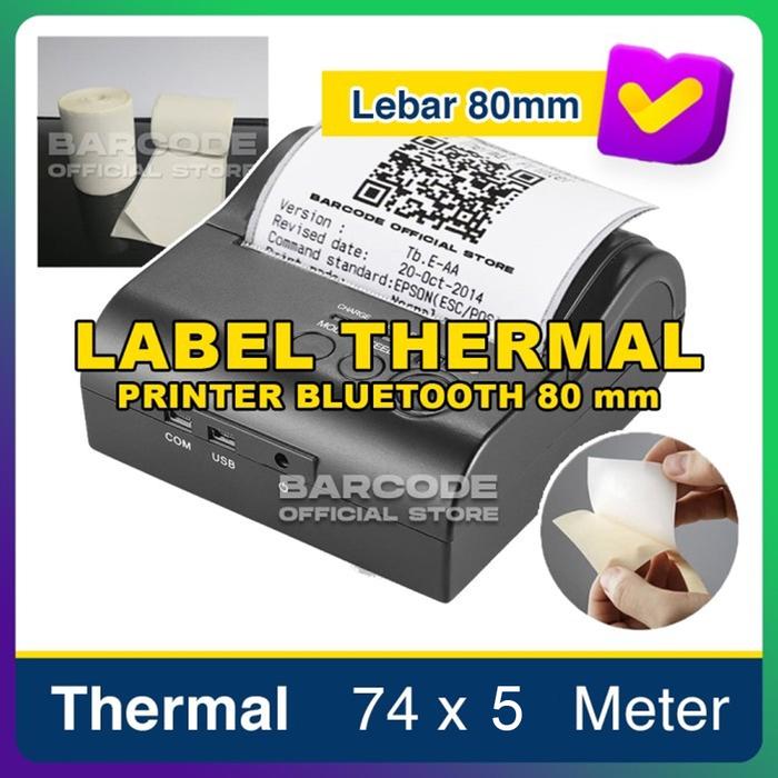 Gambar Label Thermal 74 x 5 M Continuous Kertas Stiker Printer Bluetooth 80mm dari Barcode Store Solutions undefined Tokopedia