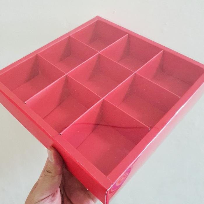 Gambar dus box eggtart fruitpie sekat 9 mika blank kotak kemasan packaging - Merah dari Husa Packaging undefined Tokopedia