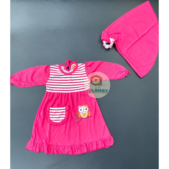 Gambar Setelan Baju Muslim Perempuan Bayi Set Kerudung Angela Kids Motif Owl - Pink dari Relahati Koleksi undefined Tokopedia