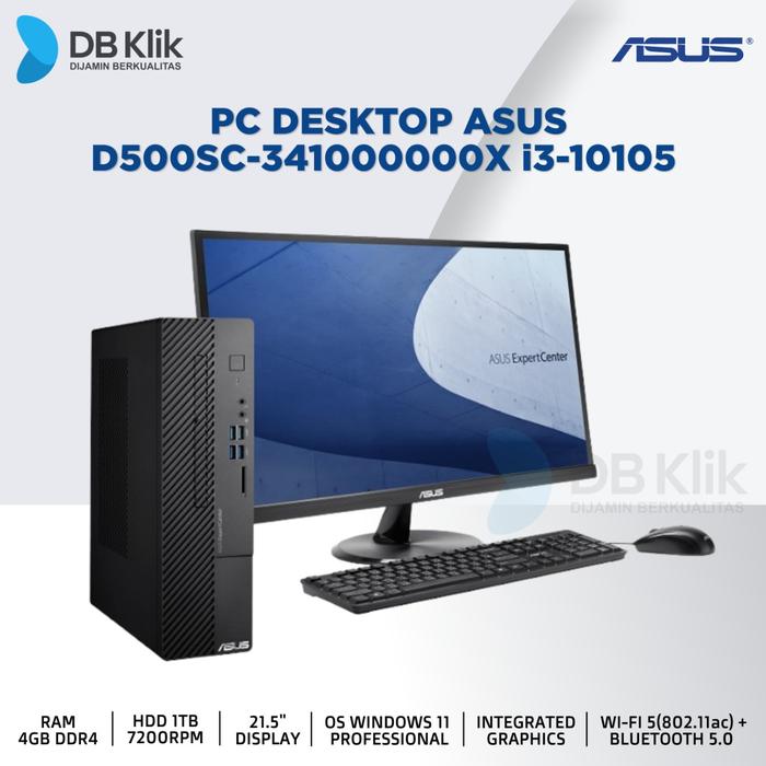 PC Desktop ASUS D500SC-341000000X i3-10105 4GB 1TB NoDVD W11 PRO 21.5"