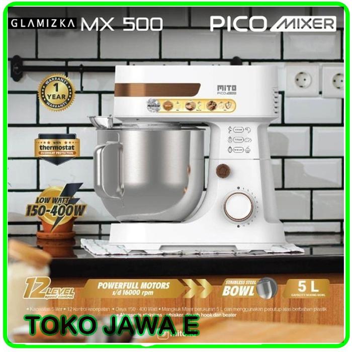 Gambar NEW Mito PICO Stand Mixer MX 500 Pengaduk Adonan Kue 5 Lt MX500 MX-500 - Putih dari TOKO JAWA ELECTRIK undefined Tokopedia