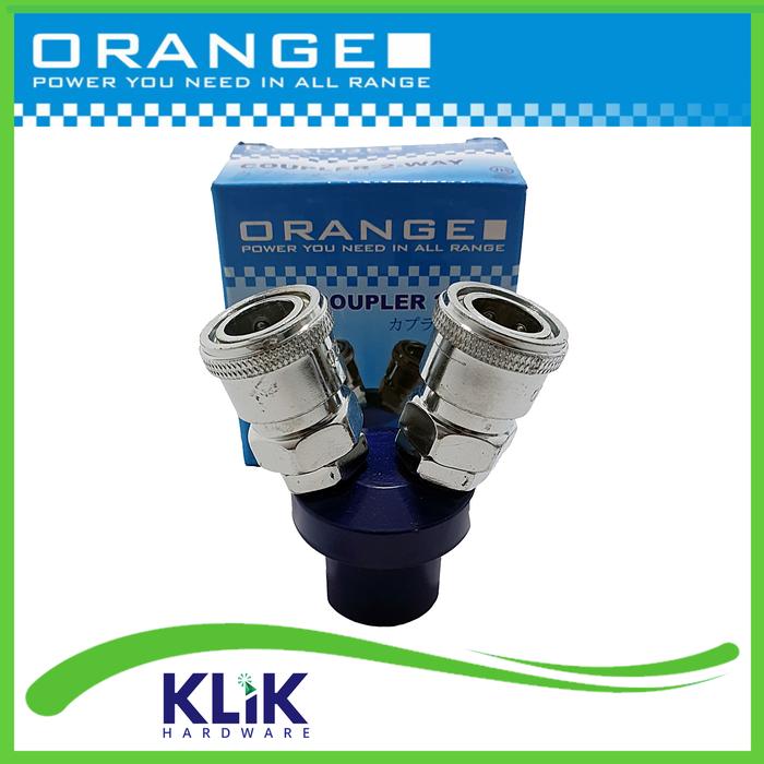 Gambar Orange Quick Coupler Cabang 2 3 - Sambungan Selang Angin Kompresor - Cabang 2 Way dari KLiK Hardware undefined Tokopedia