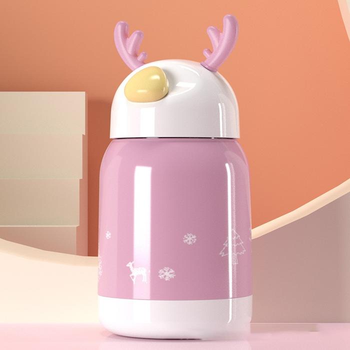 Gambar HIPPO LAND Botol air/Kartun kaca ganda/Portable/Cawan Antler 199 - Merah Muda dari OneSheep undefined Tokopedia