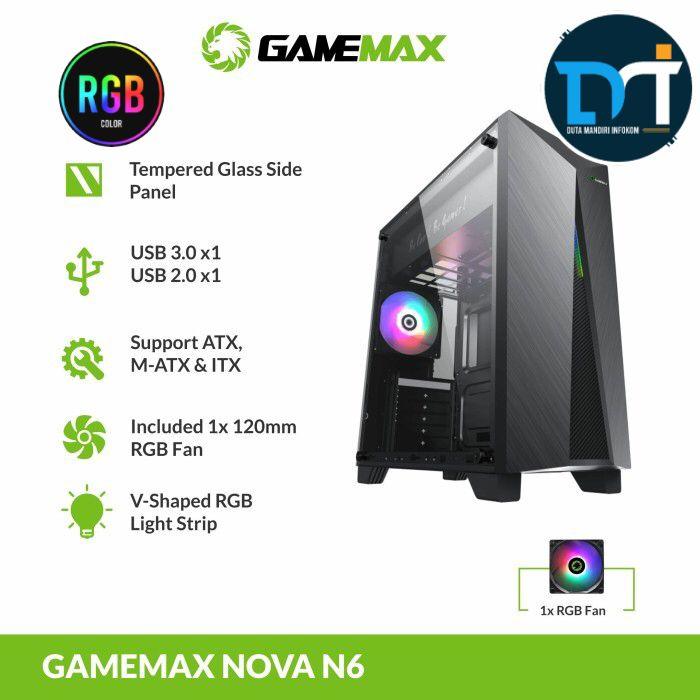 Jual Gamemax Nova N6 - Led Strip Tempered Glass Mid-tower Gaming Case ...