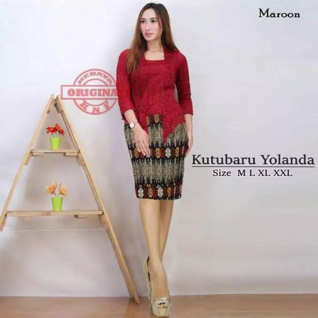 Gambar Setelan Kebaya Kutubaru Rok Pendek / Kebaya Kartini / Set Kebaya Modrn - Merah, M dari Erika.Kebaya undefined Tokopedia