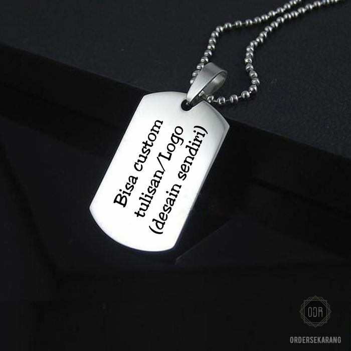 KALUNG DOG TAG MILITARY MILITER ARMY CUSTOM GRAFIR LASER TULISAN LOGO  Rosegold, Custom sisi