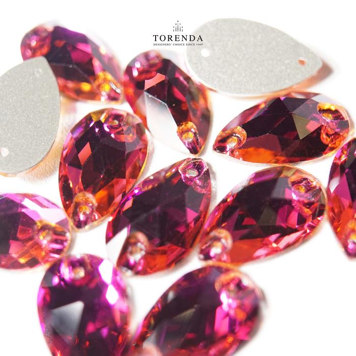 Gambar Torenda Crystal Jahit Tetes Payet T3230 (18x10,5) / PCS - Fuchia dari Torenda undefined Tokopedia