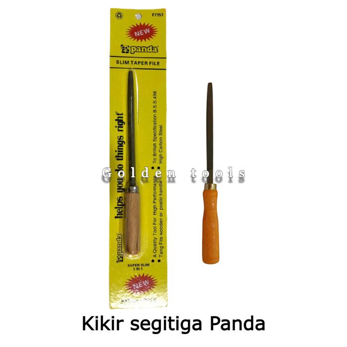 Gambar KIKIR SEGITIGA GAGANG KAYU SLIM TAPER SAW FILE 4 INCH HIGH QUALITY - PANDA dari Golden Tools undefined Tokopedia