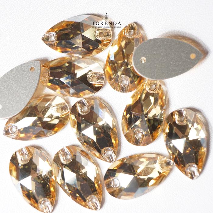 Gambar Torenda Crystal Jahit Tetes Payet T3230 (18x10,5) / PCS - Golden Shadow dari Torenda undefined Tokopedia