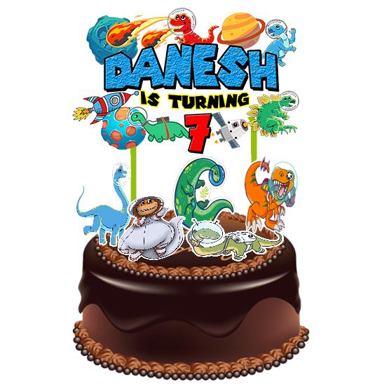 Gambar Topper Cake Birthday Tusukan Hiasan Kue UlangTahun - Dinosaurus / Dino - Dino Space dari Bakingtoys undefined Tokopedia