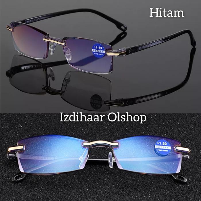 Gambar KACAMATA BACA PLUS LENSA BLUE RAY ANTIRADIASI UNTUK PRIA WANITA LENTUR - Hitam, +300 dari Kacamata Izdihaar undefined Tokopedia