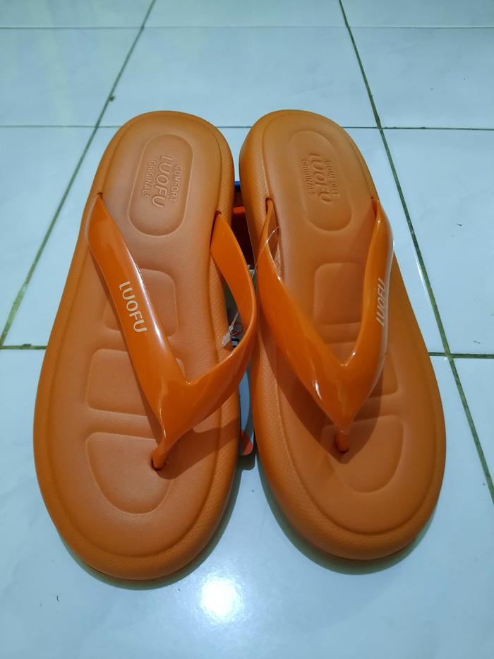 Gambar SANDAL JEPIT JELLY LUOFU E7196-BW SANDAL WANITA IMPORT - Orange, 36 dari Uda Sunguiq undefined Tokopedia