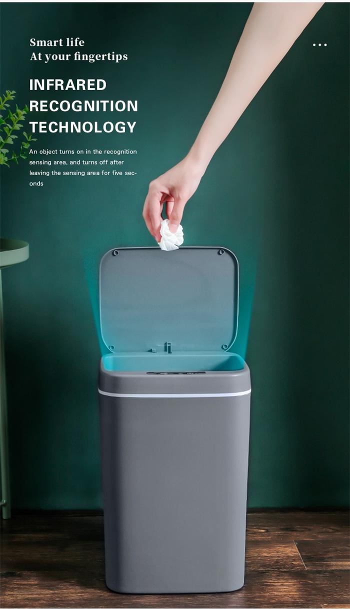 Gambar YOREDE Smart Induction Trash Can Automatic Sensor Dusbint USB - Abu-abu dari Biliv undefined Tokopedia