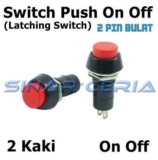 Jual Red Round Push On-Off Switch Saklar Self Locking Bulat Merah BA-04 ...