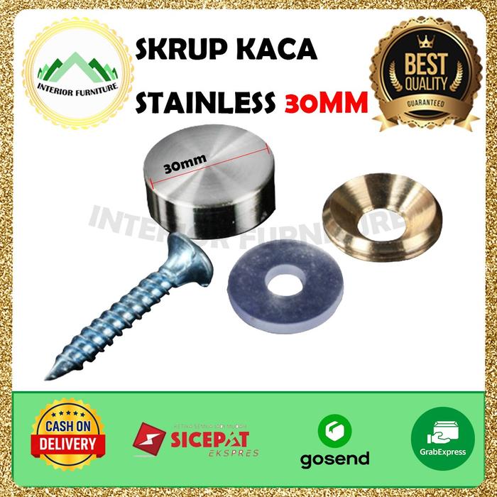 Gambar Tutup Skrup Kaca STAINLESS STEEL Dop Screw / Tebal Bagus /Sekrup Kaca - 30mm dari InteriorFurnitureIndonesia undefined Tokopedia