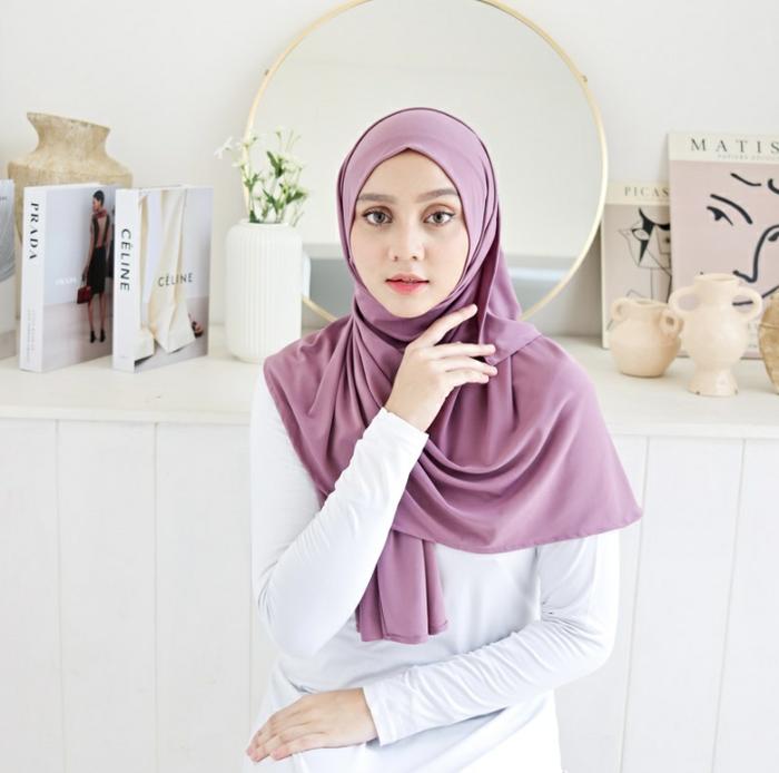 Gambar Pashmina instan kerudung pasmina Turki Jersey Jilbab panjang Premium - Dusty purple dari sabila_hijab.id undefined Tokopedia