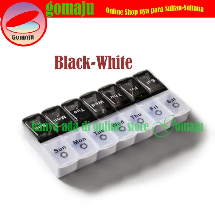 Gambar PILL BOX KOTAK OBAT TEMPAT OBAT VITAMIN MINGGUAN BISA DIPISAH-PISAH - black White dari Gomaju TikStor undefined Tokopedia