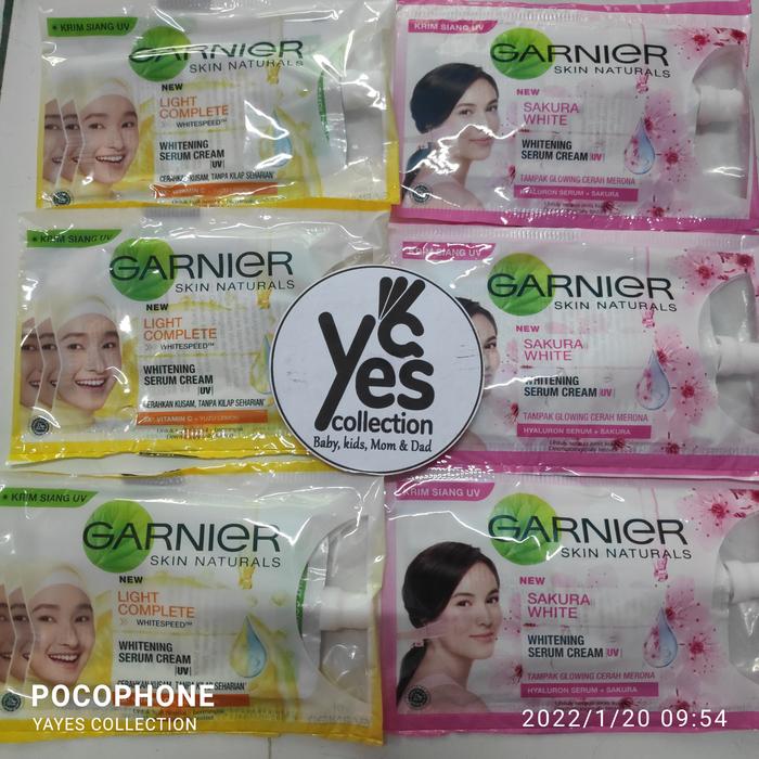 Gambar Garnier krim cream Siang 1 PCS Saset whitening serum light sakura pink dari YC Cibitung undefined Tokopedia