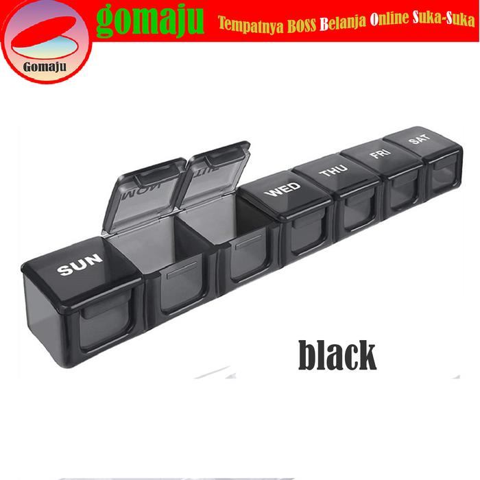 Gambar [L] WEEKLY PILL BOX KOTAK OBAT TEMPAT OBAT VITAMIN PERSEGI MINGGUAN - Black dari Gomaju TikStor undefined Tokopedia