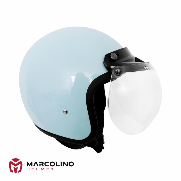 Gambar Helm Bogo Retro Marcolino Blue Pastel SNI Bogo Original - Clear, S dari Marcolino Helmet undefined Tokopedia