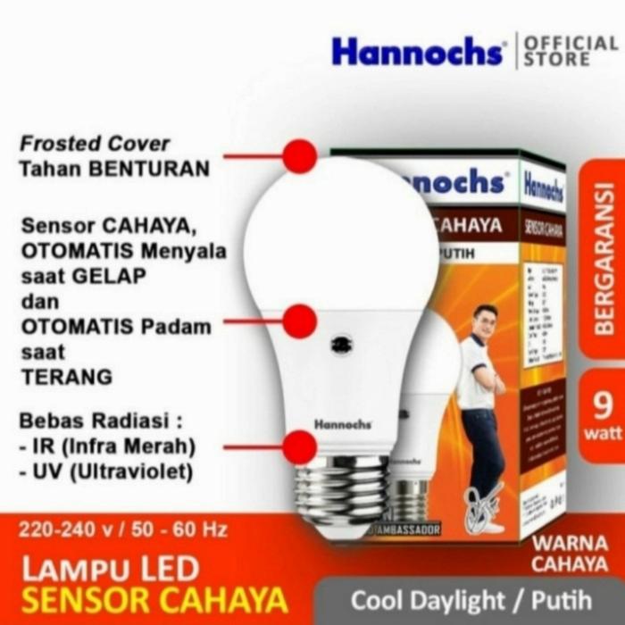Gambar Bohlam Lampu LED HANNOCHS Light Sensor Cahaya Putih 9W 9 watt dari C2F SHOP undefined Tokopedia