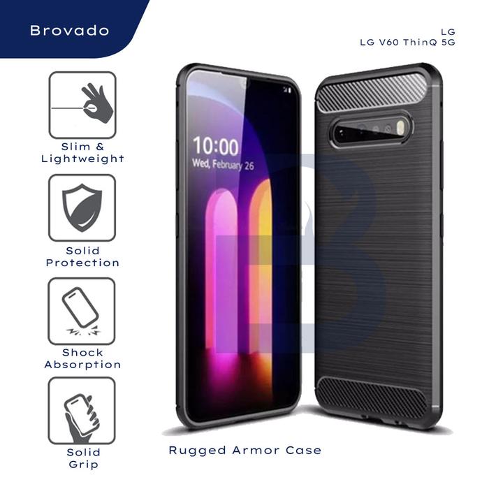 Jual LG V60 ThinQ 5G Rugged Case Armor Carbon Fiber Softcase Hitam