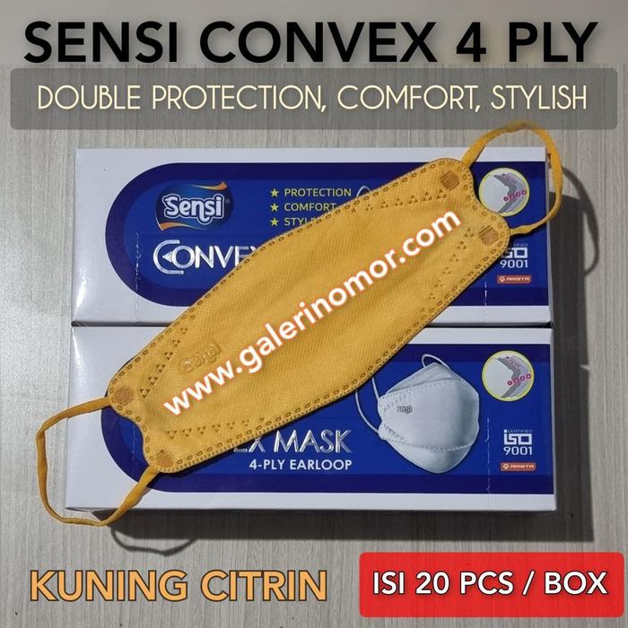 Gambar Masker SENSI CONVEX Mask 4ply 4 ply Earloop 3D model evo bkn duckbill - Kuning Citrin dari galerinomorcom undefined Tokopedia