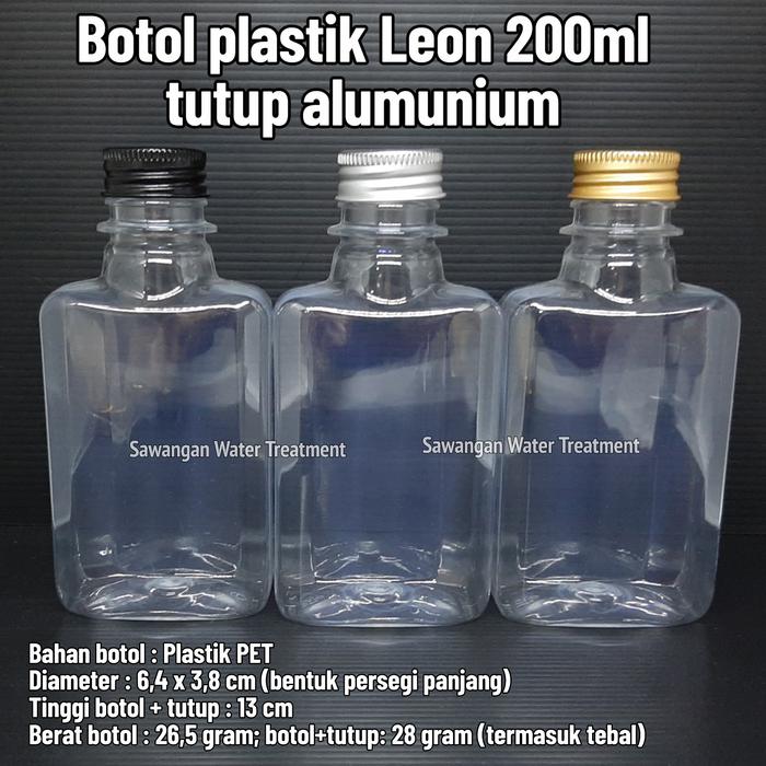 Gambar Botol plastik 200ml Tutup Alumunium/ Botol leon 200 ml tutup alumunium - Alum 28 Gold, Packing Kardus dari sawangan water treatment undefined Tokopedia