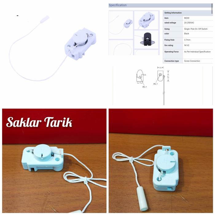 Jual Saklar Tarik Pull Cord Switch On Off For Lampu Meja, Gantung ...