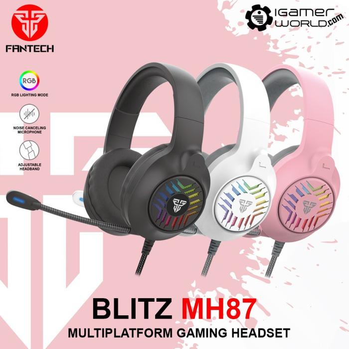 Jual Headset Fantech MH-87 BLITZ RGB Black White Pink Kota