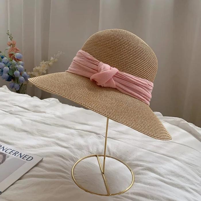 Gambar bow straw basic wide hat (5 colors) - Bikinibandit - Merah Muda dari bikinibandit_NEW undefined Tokopedia