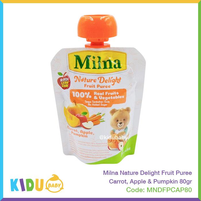 Gambar Milna Nature Delight Fruit Puree 80gr Makanan Cemilan Anak Kidu Baby - Carrot Apple dari Kidu Baby undefined Tokopedia