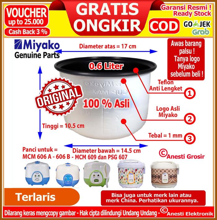 Gambar RICE COOKER MAGIC COM MINI MIYAKO 0.6 L MCM 606A 606B 609 PSG 607 - Panci 0.6 L dari Anesti Elektronik undefined Tokopedia