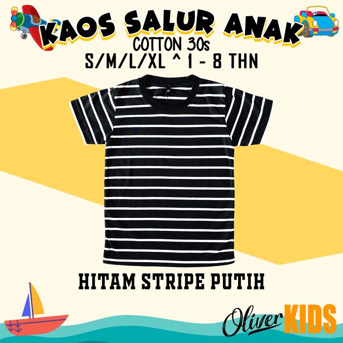 Gambar kaos anak salur / basic stripe tee kids 1- 8 tahun original distro - HITAM PUTIH, XL 7-8 THN dari easyshopbdg undefined Tokopedia