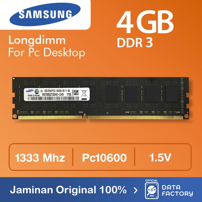 RAM PC SAMSUNG DDR3 4GB PC10600 1333Mhz LONGDIMM MEMORY NEW DDR di Datafactory Sby Tokopedia