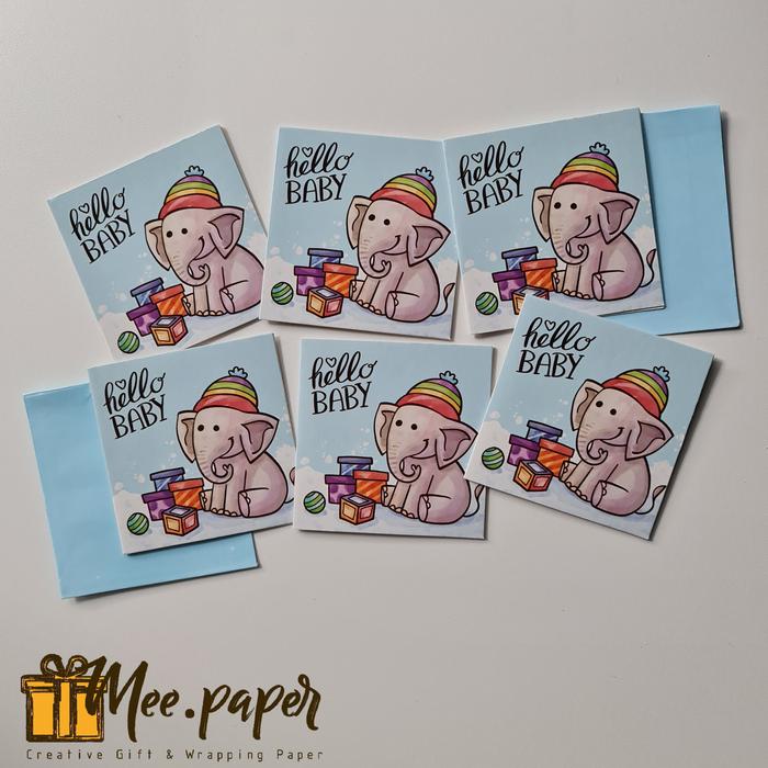 Gambar Kartu Ucapan+Amplop Kecil Sansan Wawa Baby Boy/Baby Girl Gift Card CB - Blue D dari Mee.paper undefined Tokopedia