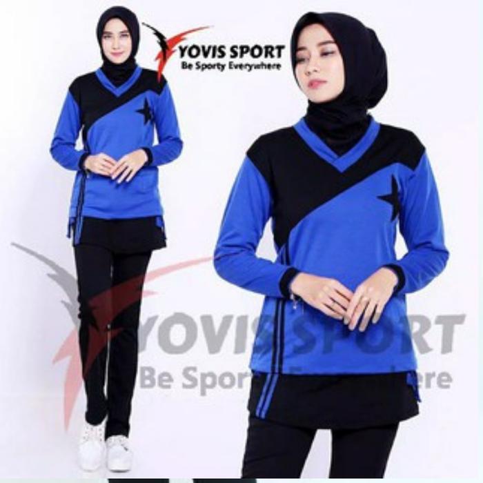 Gambar Setelan Olahraga Wanita Muslim Baju Senam Aerobic Zumba Muslimah Yovis - Biru Hitam, XL dari Baju Olahraga Wanita Muslim Setelan Zumba Pakaian Olahraga undefined Tokopedia