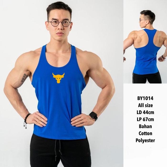 Gambar Singlet Gym Fitness Olahraga Pria Murah Nyaman Cotton Polyester - BY1014 Bulls dari G&amp;A Sportswear undefined Tokopedia