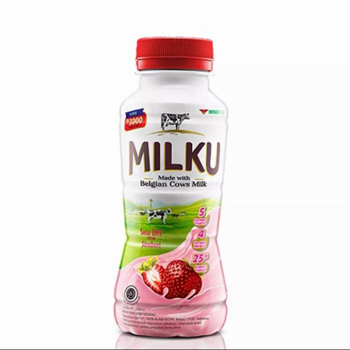 Gambar Milku susu UHT premium sapi stoberi milk strawberry botol 200 ml dari nagasaka_NEW undefined Tokopedia