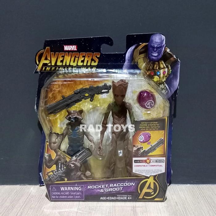 Gambar Rocket raccoon & groot avengers infinity war hasbro action figure dari RAD Toys undefined Tokopedia