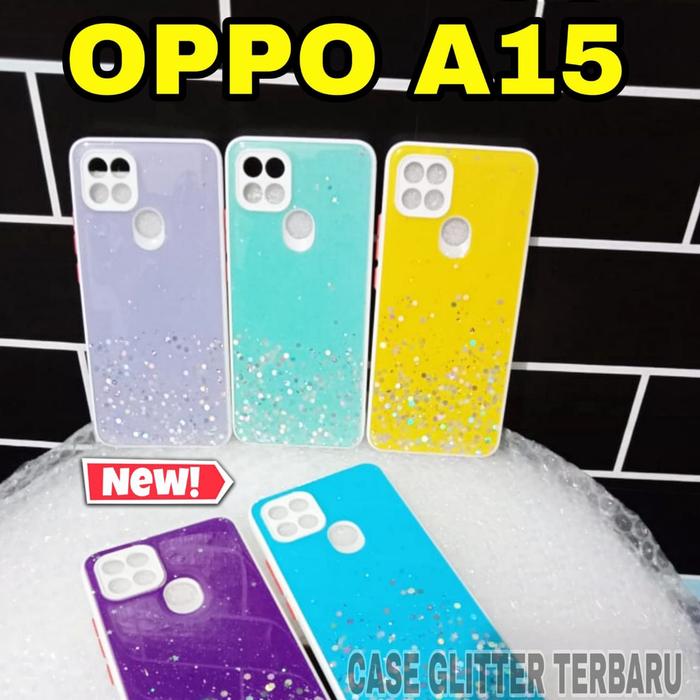 Jual OPPO A15 Casing Glitter Mewah Original Casing New Biru