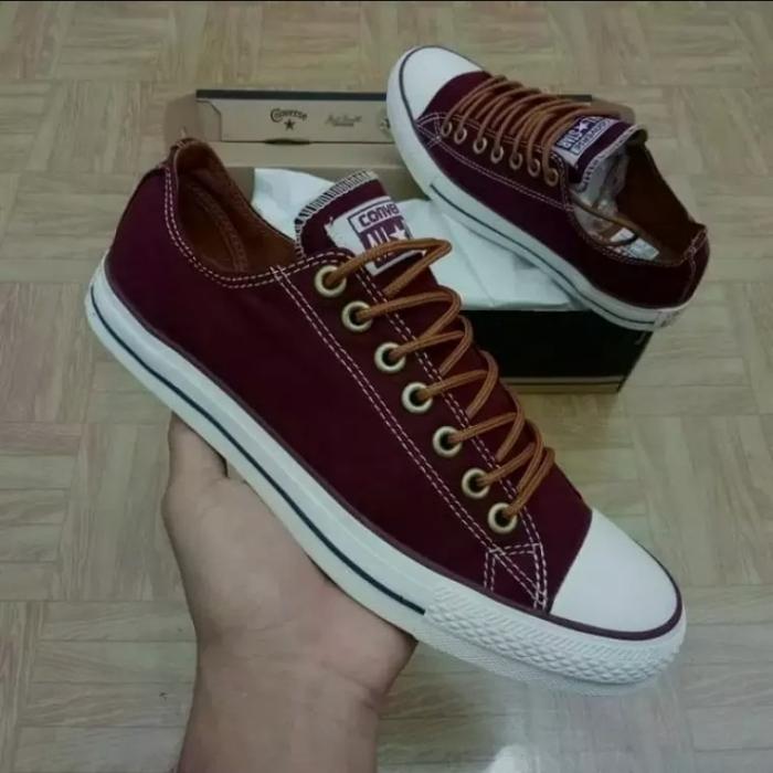 Gambar sepatu all star converse premium low/pendek sepatu sekolah pria - maroon, 36 dari Zafira Footwear undefined Tokopedia